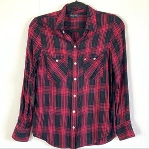True Religion Plaid Snap Up Long Sleeve Shirt S